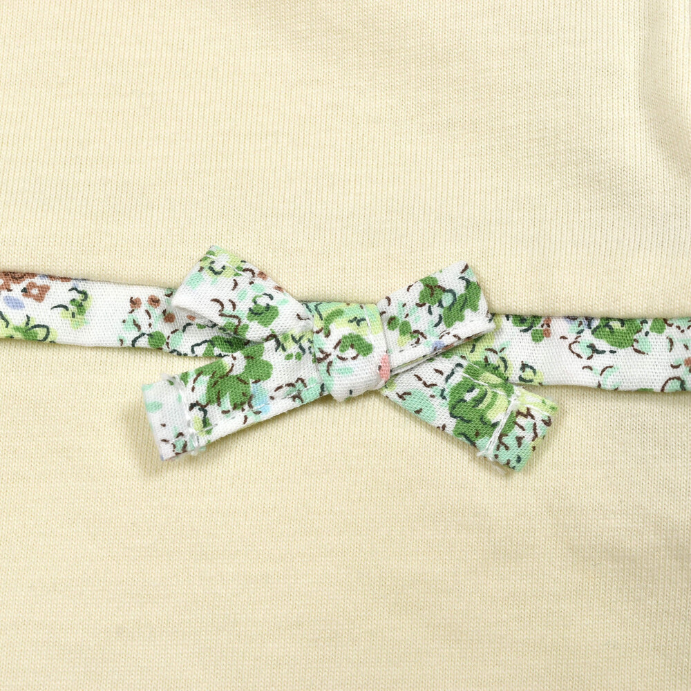 【お揃い】ダンガリー花柄パイピングフリルTシャツ(80~110cm) ホワイト 100cm