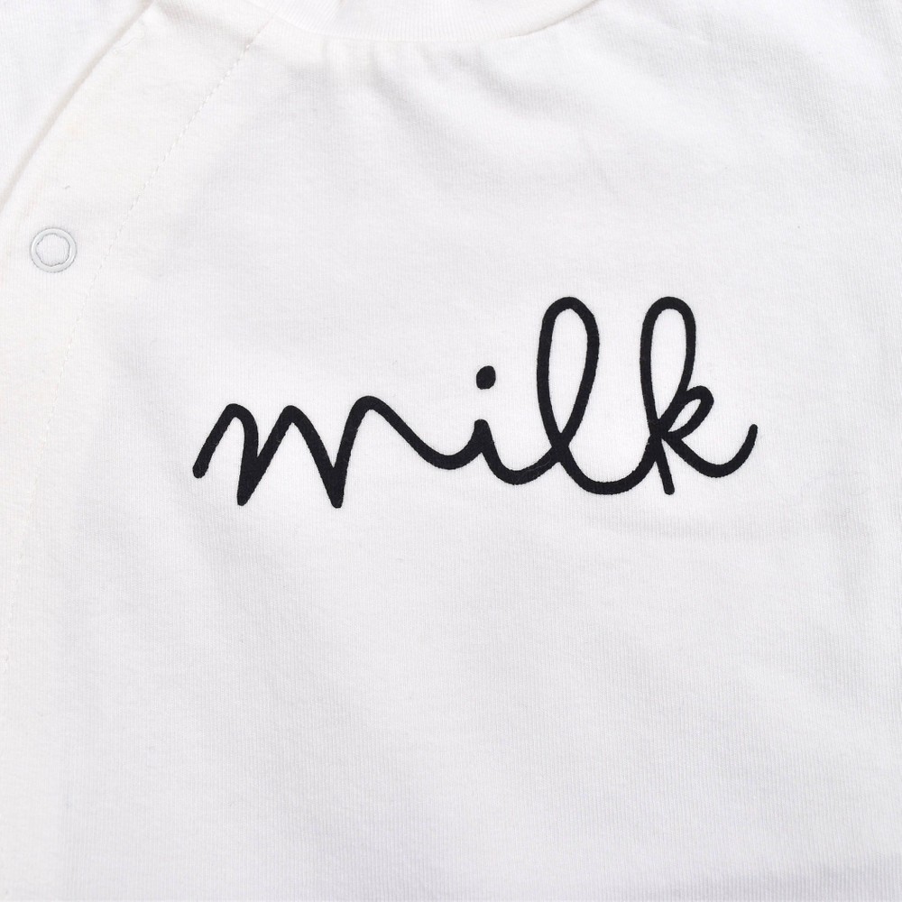 ロゴプリント milk cherry leaf cocoa 半袖 シンプル ショートオール ベビー (70cm~80cm) ベージュ 70cm