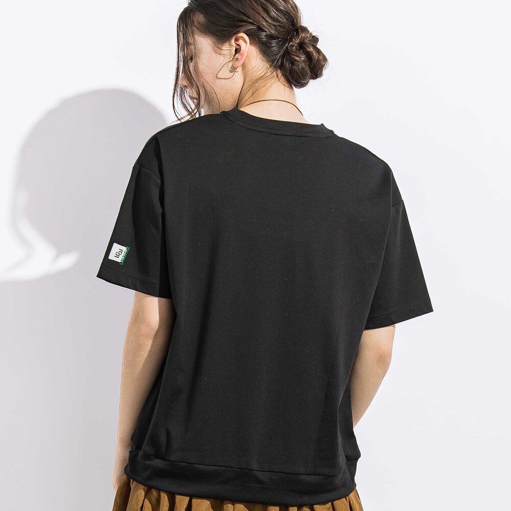 (ペチコート付)ポンチ+メタリックボイルスカートドッキング半袖ワンピース親子お揃い大人(140~160cm) ブラック S(140~150cm)