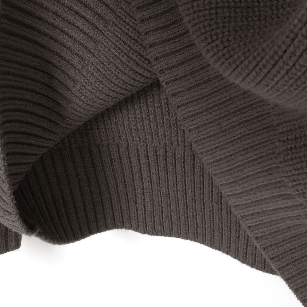 片畦編みロゴ入りセーター大人親子お揃い(145~175cm) グレー M(145-160cm)