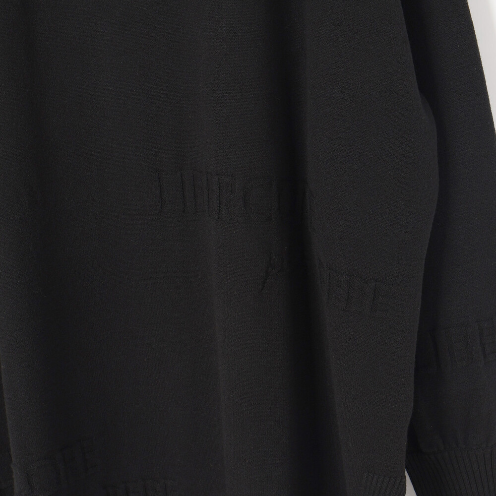 ロゴジャガードタートルネックロングセーター大人親子お揃い(145~175cm) ブラック M(145-160cm)