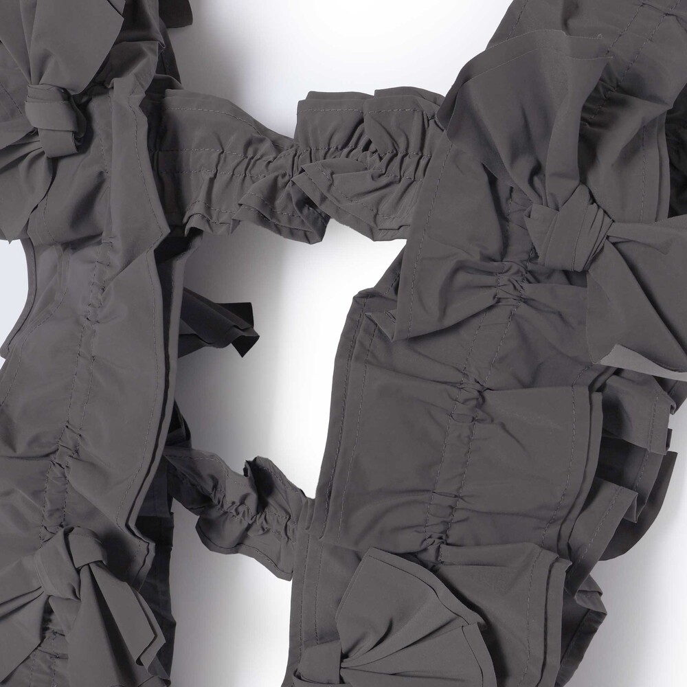 リボン付きマットタフタハーネス親子お揃い グレー ワンサイズ