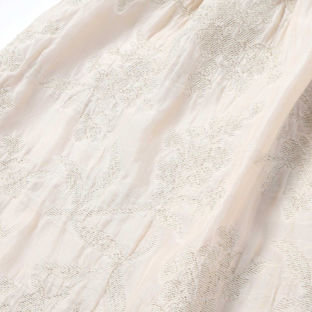 【日本製】ゴールドラメジャガード シャインフラワーワンピース(100~130cm) ベージュ系 100cm