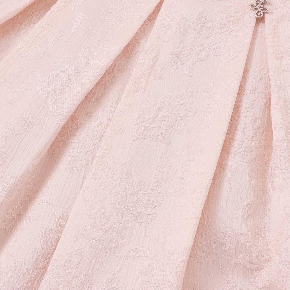 【日本製】ジャガードフラワータック入りジャンパースカート(110~130cm) ピンク系 110cm