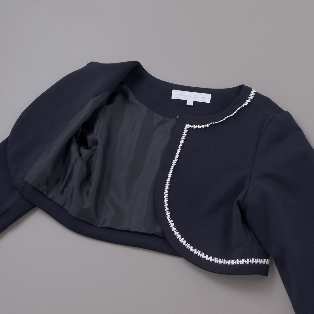 ストレッチポンチレース付きジャケット(110~130cm) ホワイト 110cm