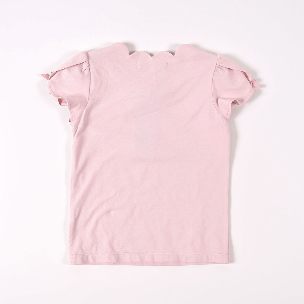 スカラップ リボン ソフト フェミニン Tシャツ (80cm~100cm) ホワイト 100cm