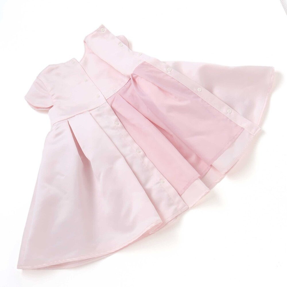 【日本製】サテンチュールモチーフドレス(70~90cm) ピンク S(70-80cm)