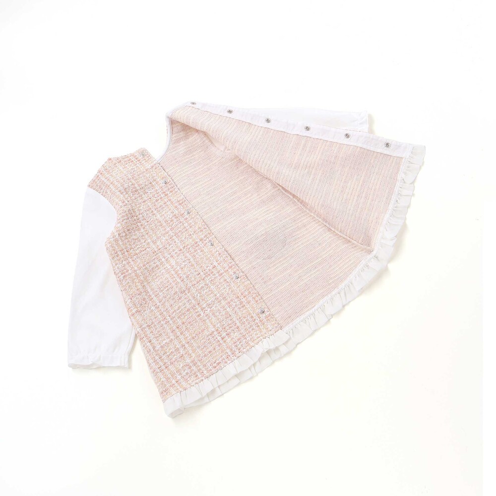 【お揃い】ツイードジャガードワンピース(70~90cm) ピンク系 S(70-80cm)