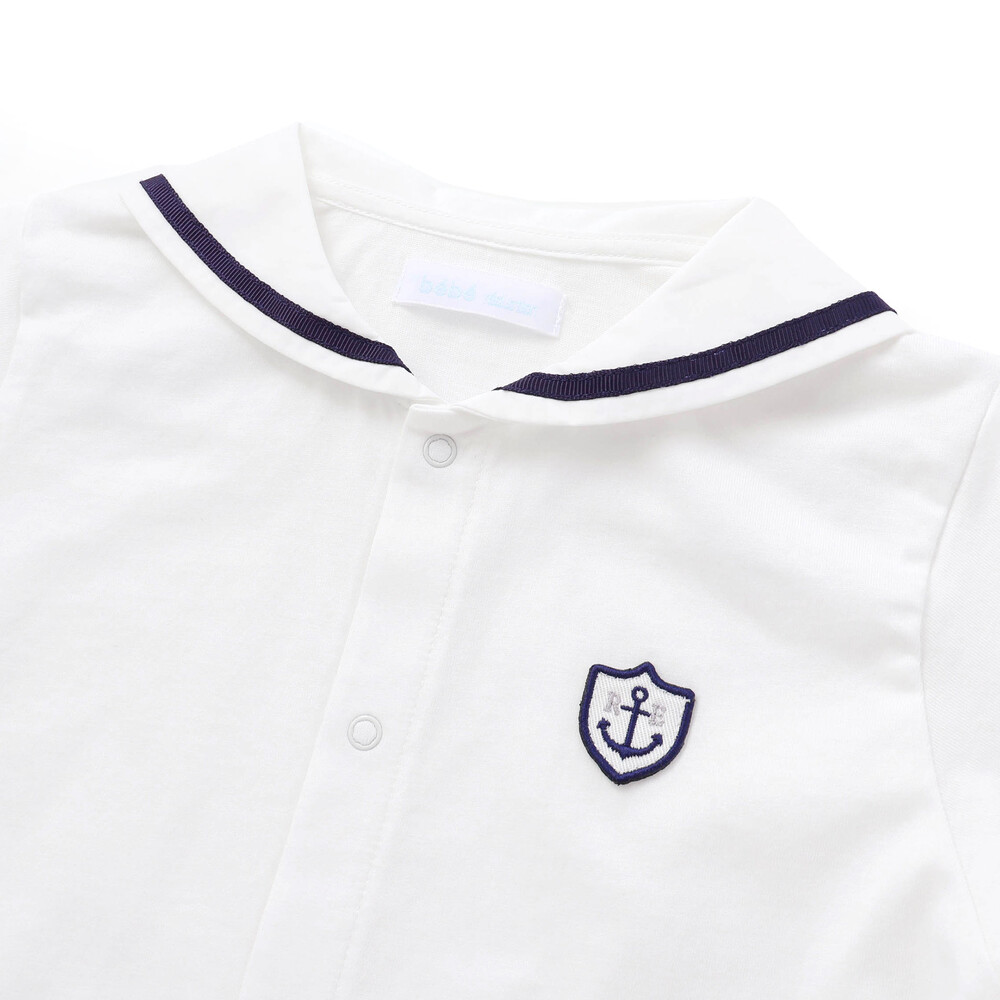 【お揃い】天竺マリンブラウスベビー(70~90cm) ホワイト S(70-80cm)