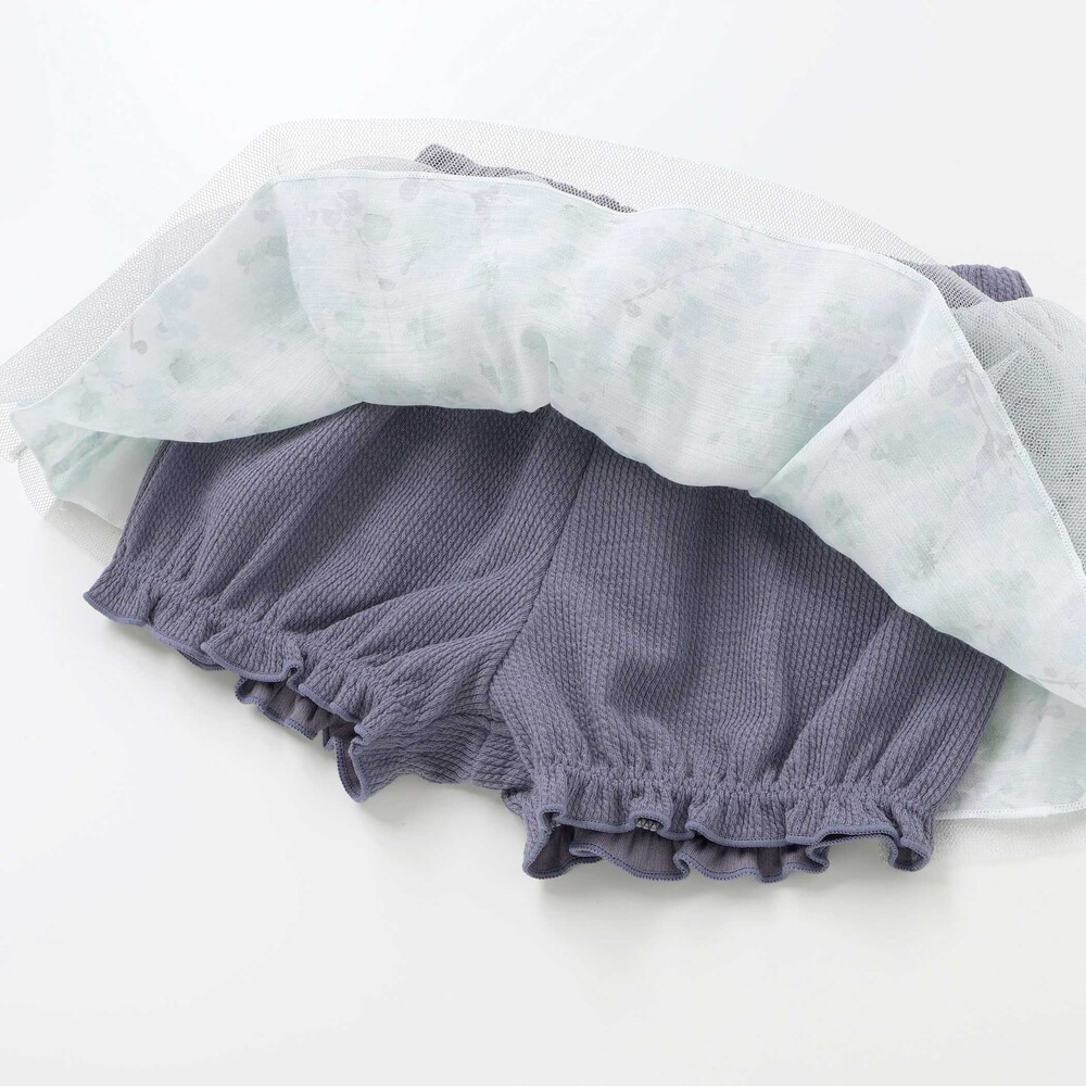 【お揃い】チュールフラワースカートブルマ(60~90cm) ベージュ系 ワンサイズ