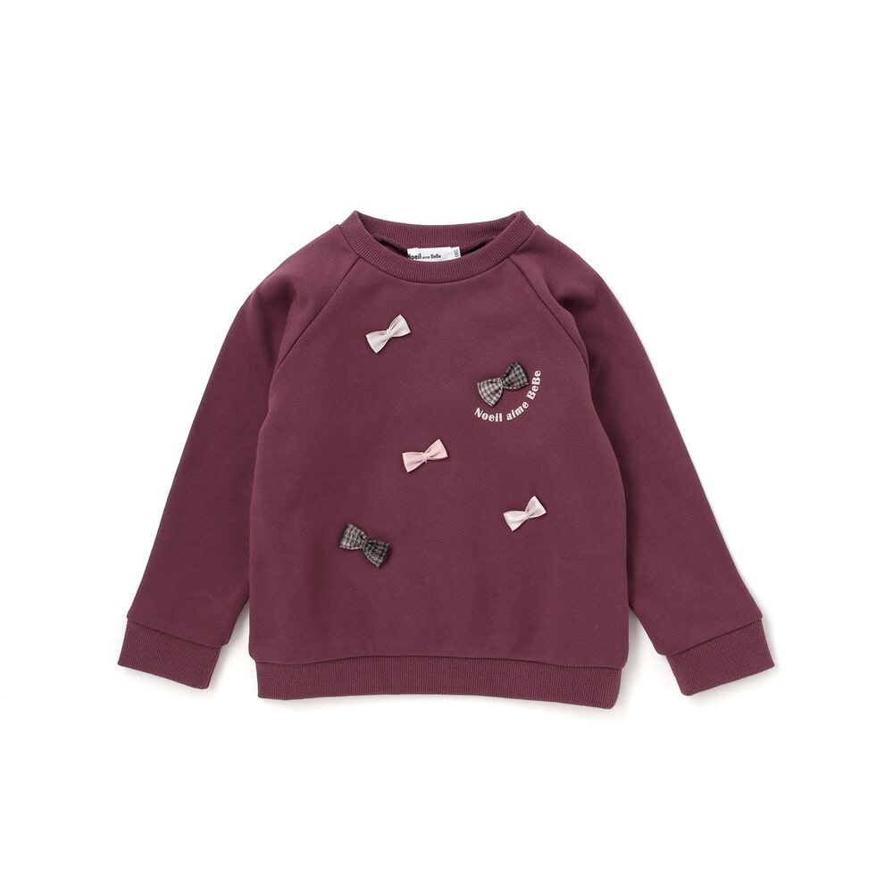 裏毛起毛リボン付きトレーナー(80~130cm) ボルドー 80cm