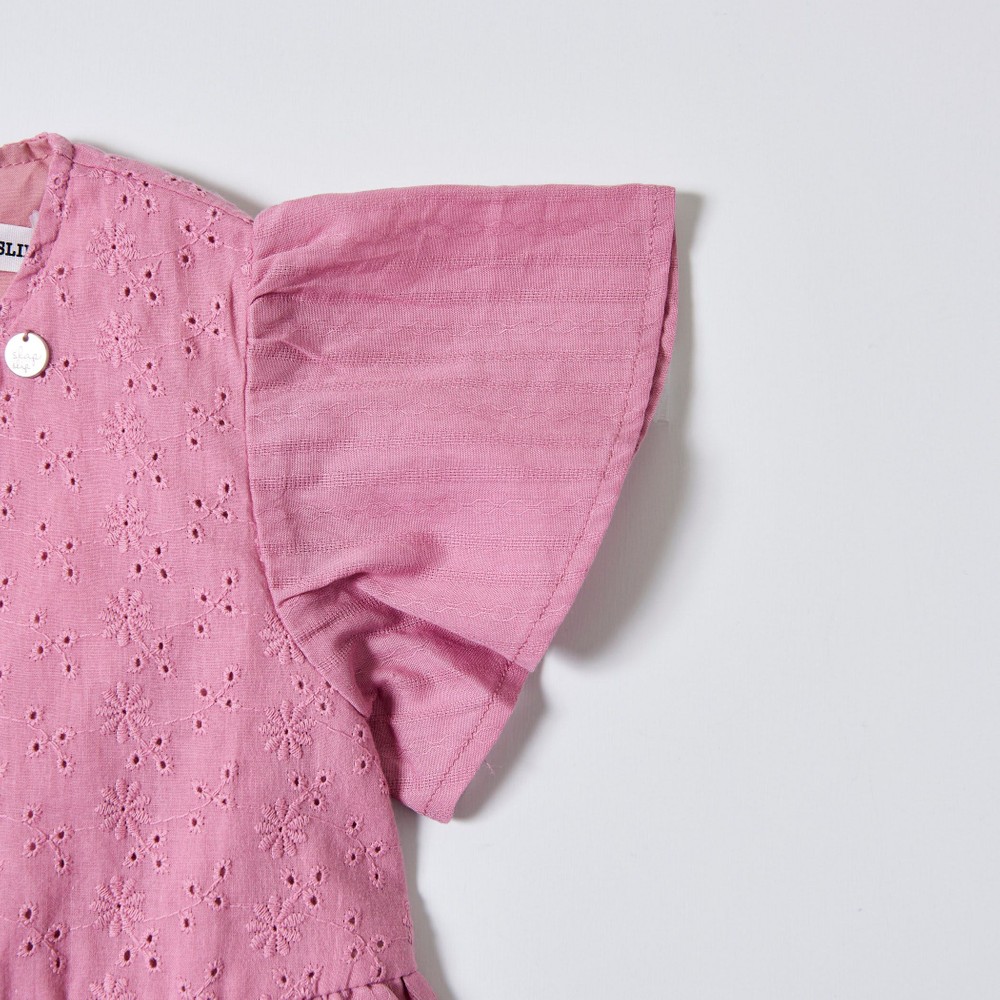 花柄 レース 裾 スカラップ ワンピース (80~130cm) オフホワイト 80cm