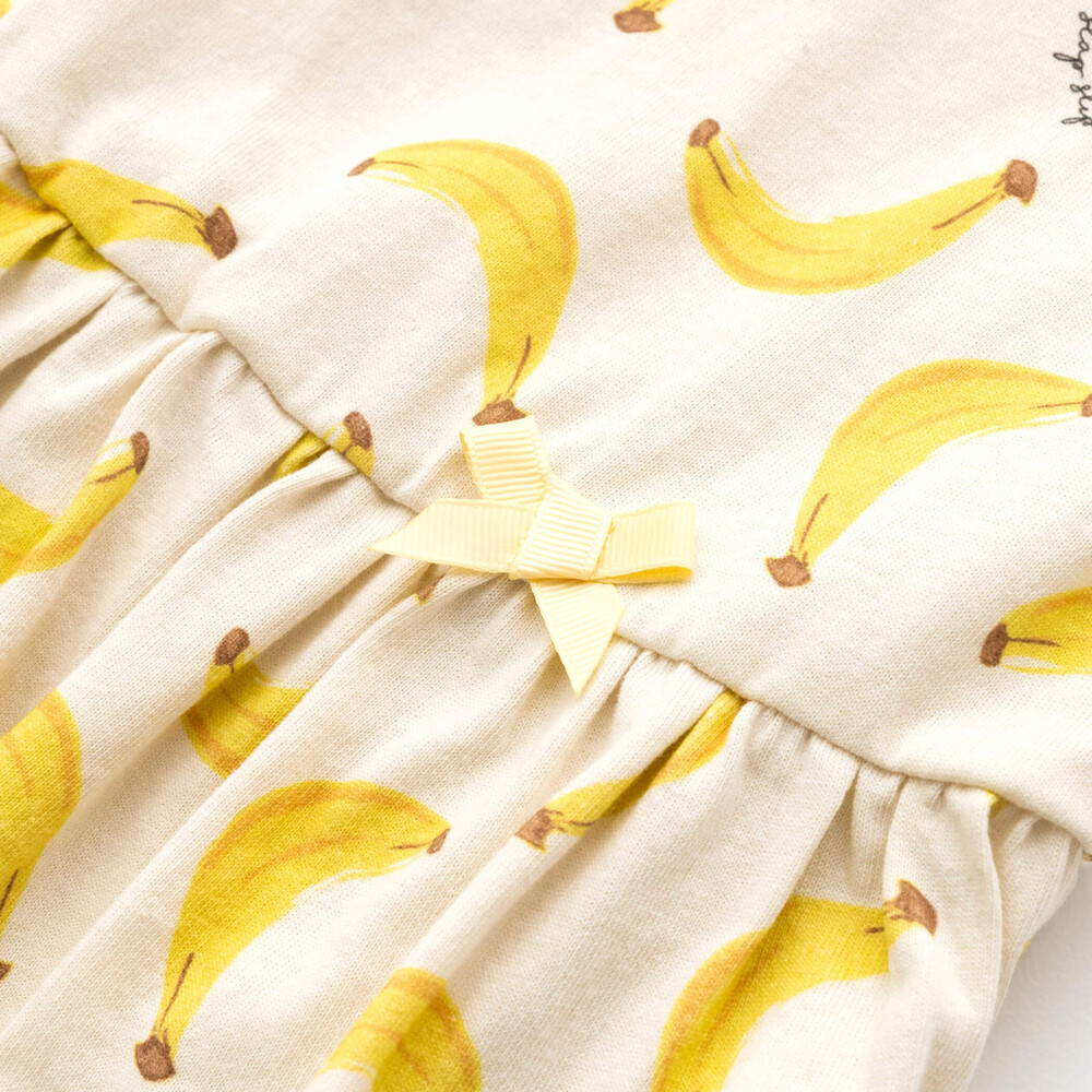 【 お揃い 】 BIG プリント レモン バナナ おそろい ワンピース (80~130cm) オフホワイト系 90cm