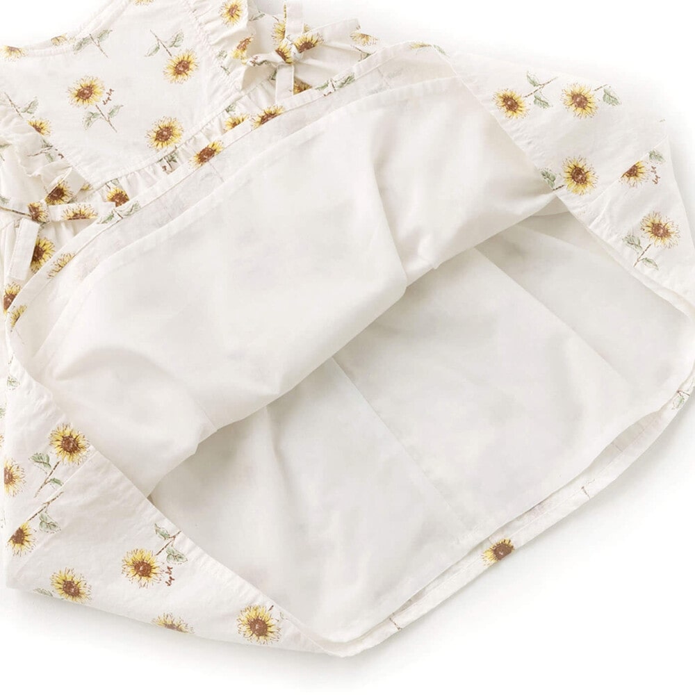 【 お揃い 】 ひまわり 総柄 デニム 布帛 ワンピース (80~130cm) ブルー系 90cm