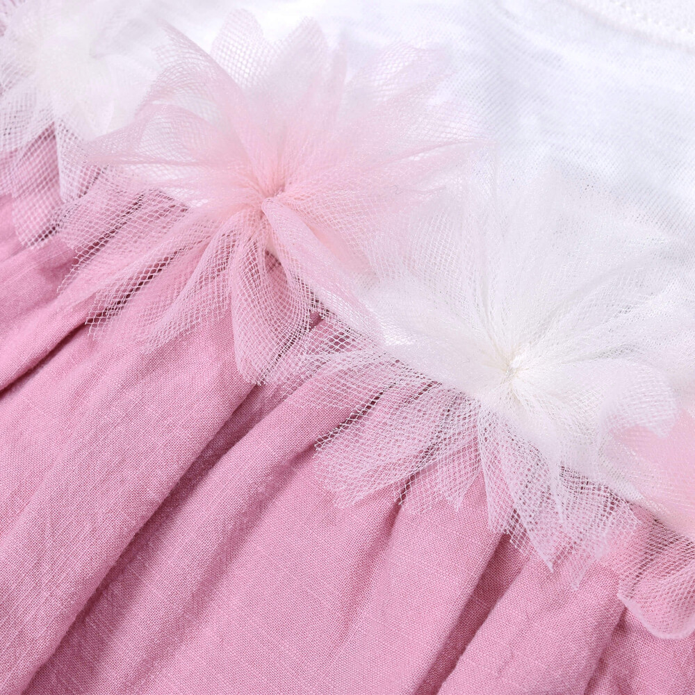 花 モチーフ チュール ドッキング キャミ ワンピース (80~130cm) ピンク 100cm
