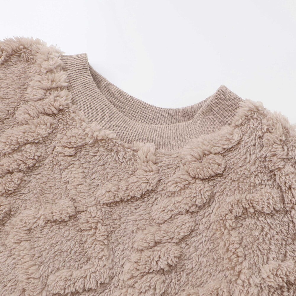 【お揃い】天使の羽もこもこケーブルボアワンピース(80~130cm) オフホワイト 80cm