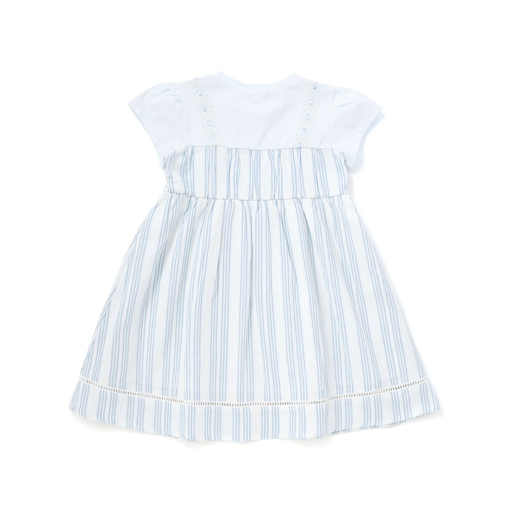 【お揃い】かぎ編み風レースビスチェドッキング天竺ワンピース(80~130cm) パープル系 80cm