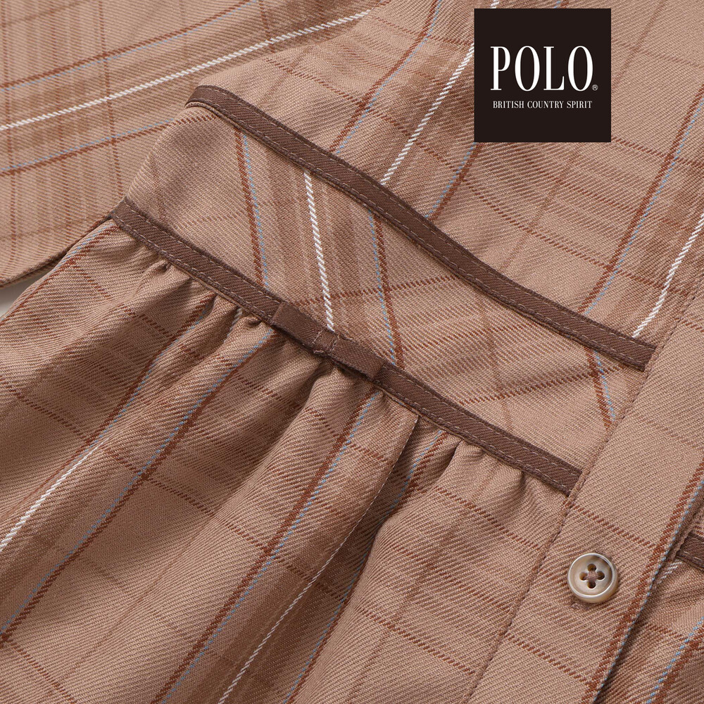 【POLO BCS(ポロ・ビーシーエス)×SLAP SLIP】チェック切り替えワンピース(80~130cm) ネイビー系 80cm