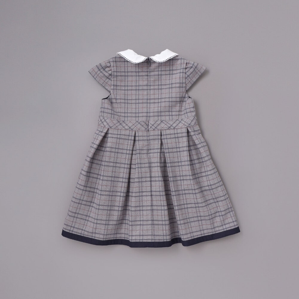 【POLO BCS(ポロ・ビーシーエス)×SLAP SLIPコラボ】袖切り替えジャケット+襟リボン付きチェックワンピース(110~130cm) ベージュ系 110cm