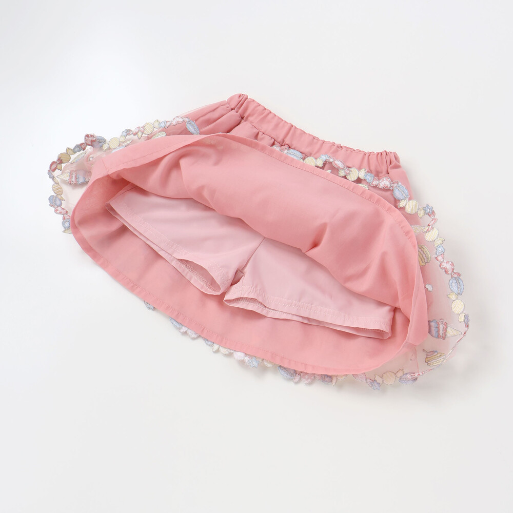 スイーツ刺しゅう肩開き半袖Tシャツ&スカパンセットアップ(80~130cm) ホワイト 80cm