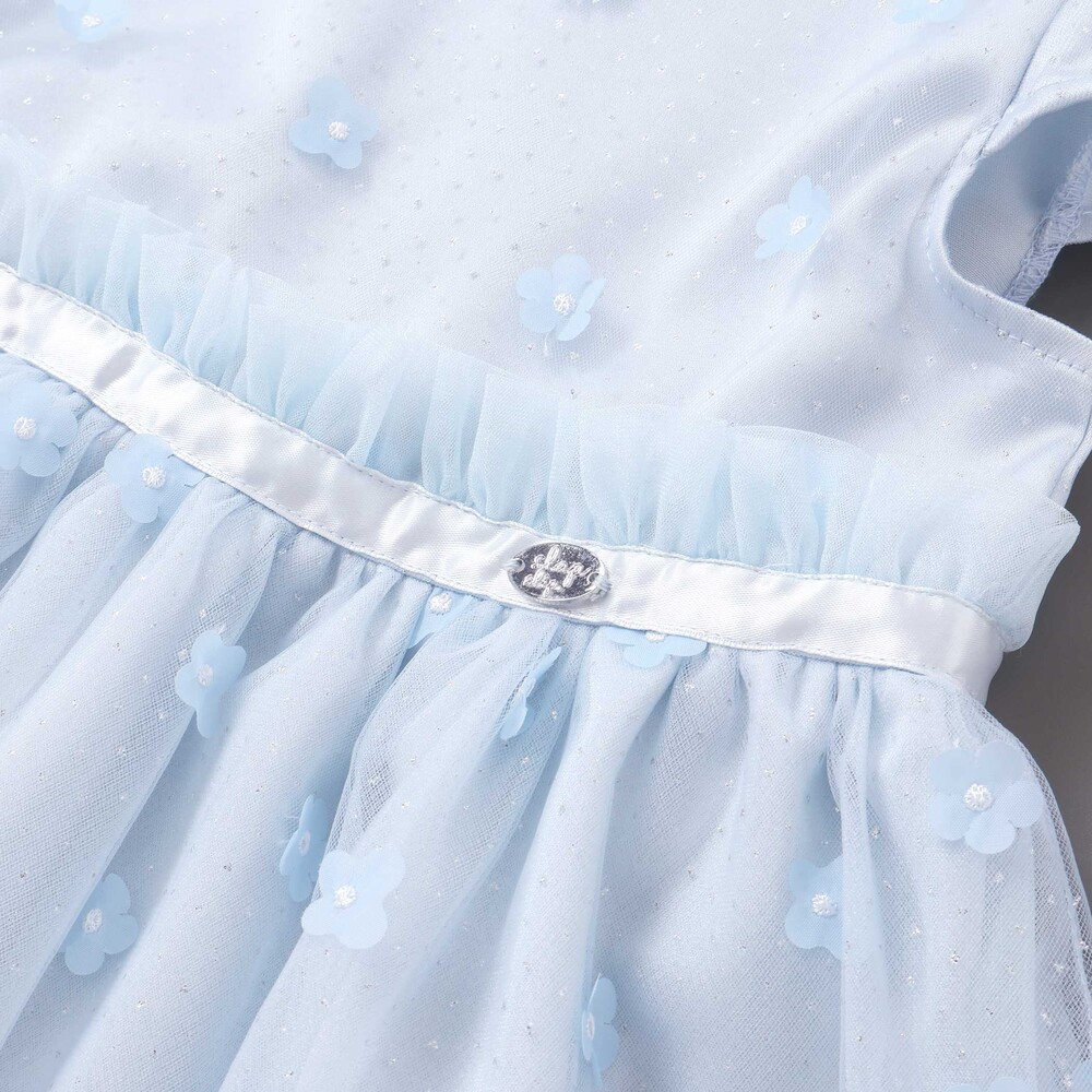 お花チュールワンピース(110~130cm) ブルー 110cm