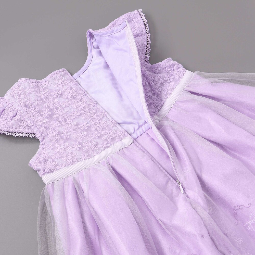 花レースフェミニンモチーフ刺しゅう裾スカラップジャンパースカート(110~130cm) パープル 110cm