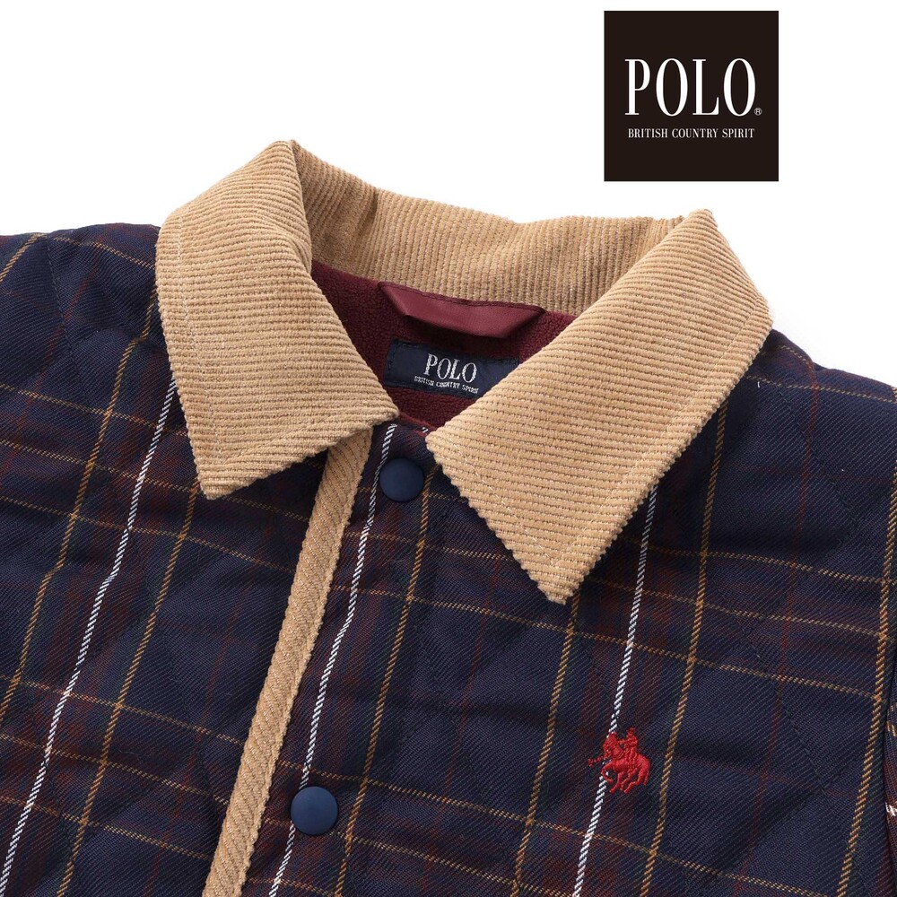【POLO BCS(ポロ・ビーシーエス)×SLAP SLIP】フード付きキルトアウター(80~130cm) ネイビー系 80cm