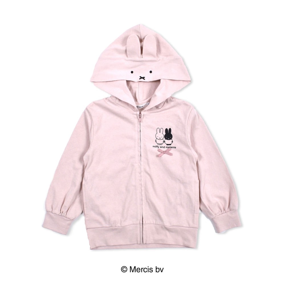【miffy×SLAP SLIPコラボアイテム】ミッフィー なりきり フェイス プリント フード パーカー(80~130cm) ベージュ 100cm