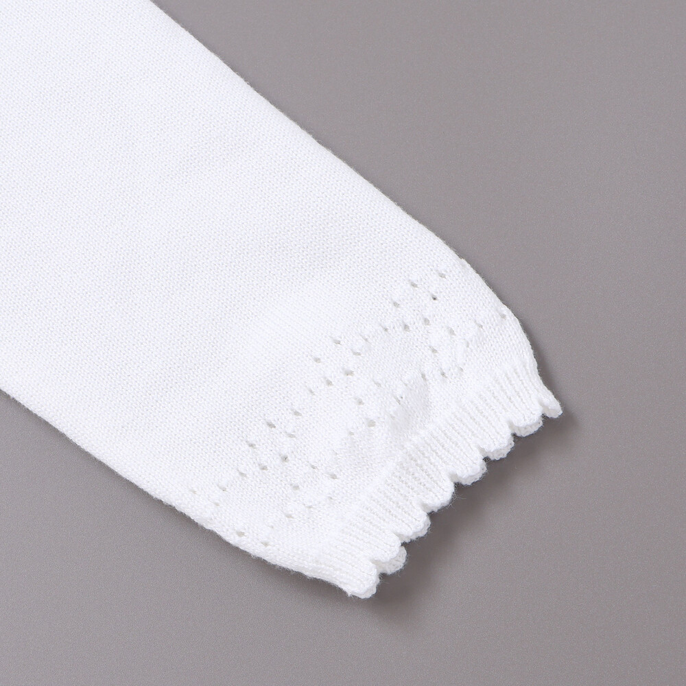 縁スカラップパール調ボタンニットカーディガン(110~130cm) ホワイト 110cm