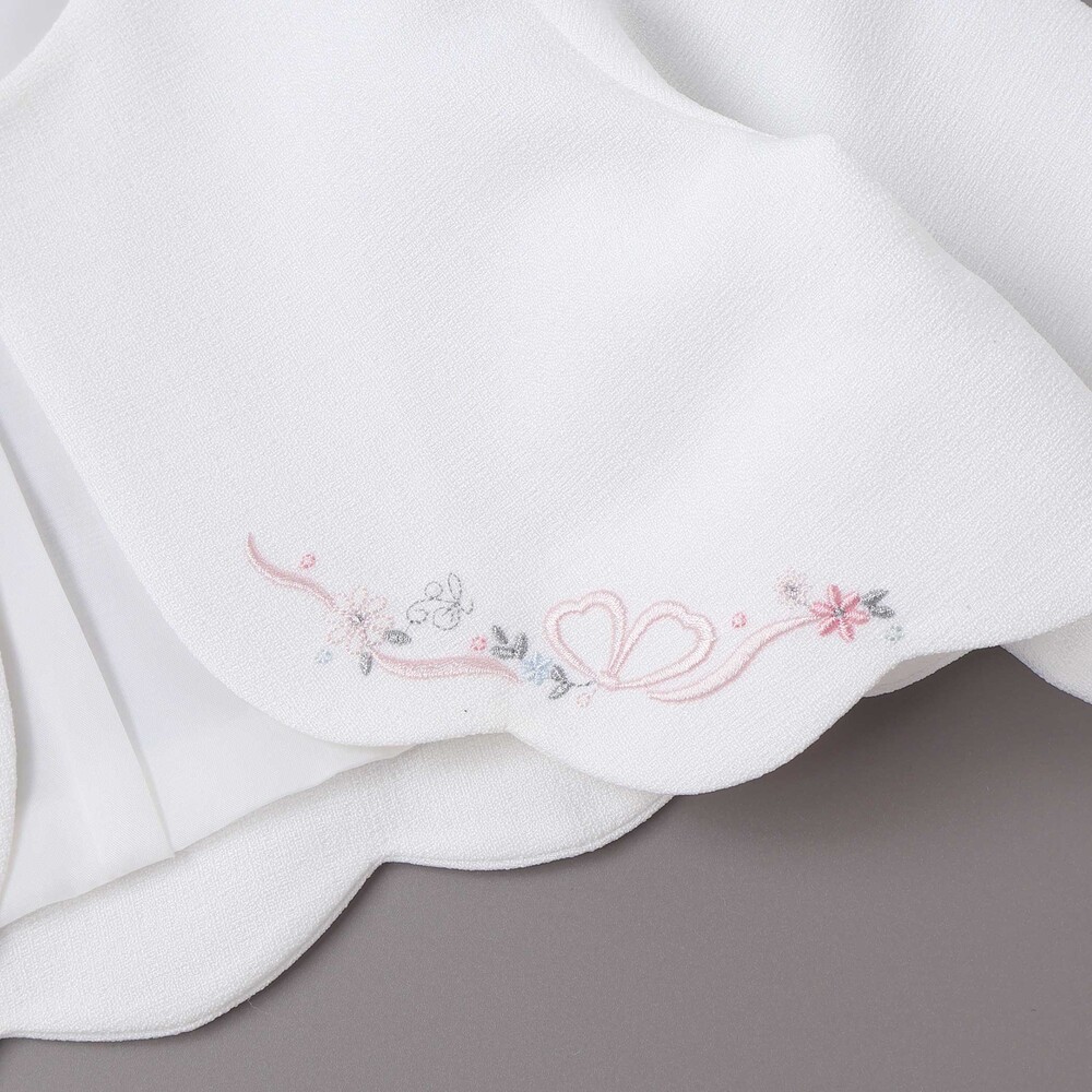 袖折り返しレース刺しゅう裾スカラップボレロ(110~130cm) ネイビー 110cm