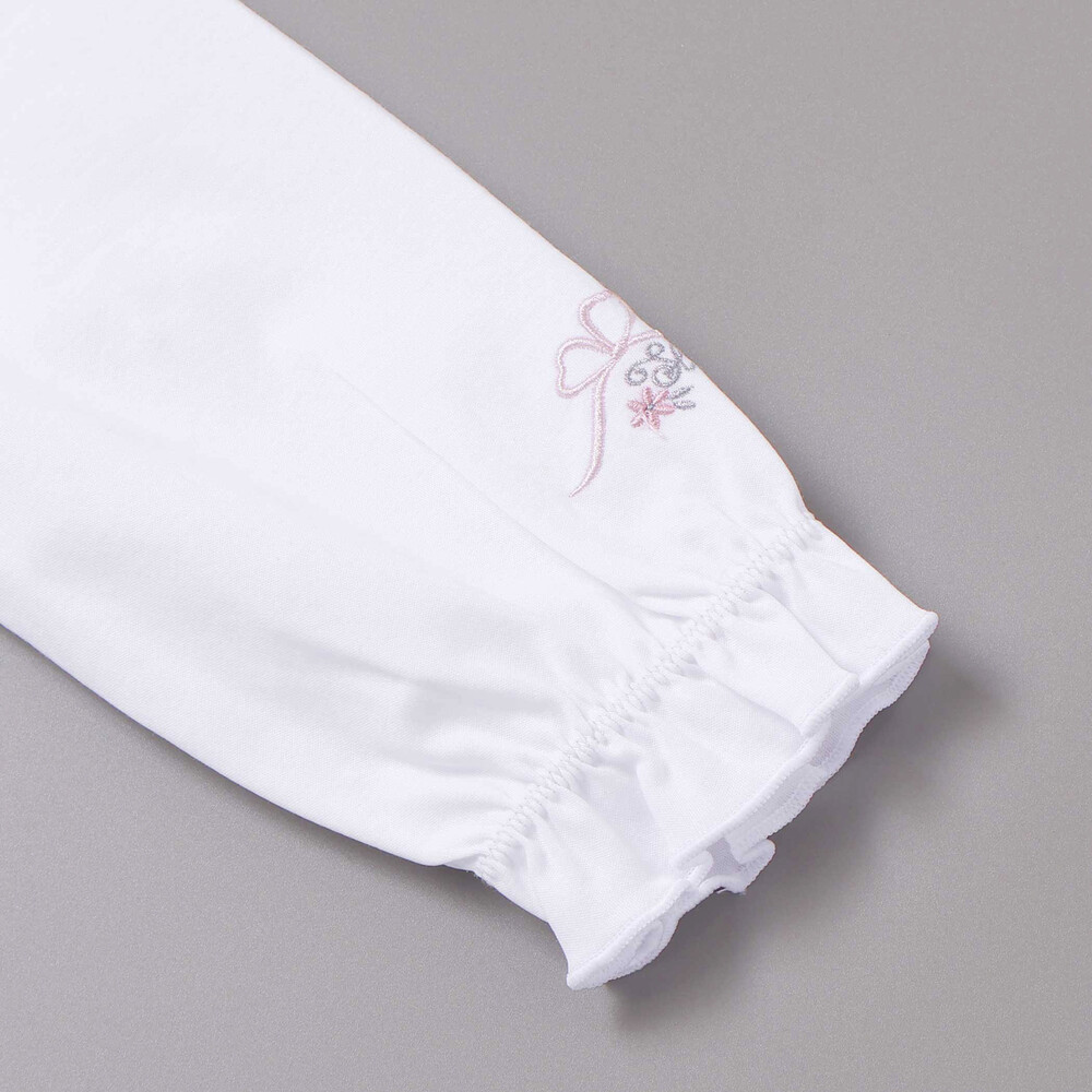 レース襟キラキラお花ボタンキャンディスリーブブラウス(110~130cm) ホワイト 110cm