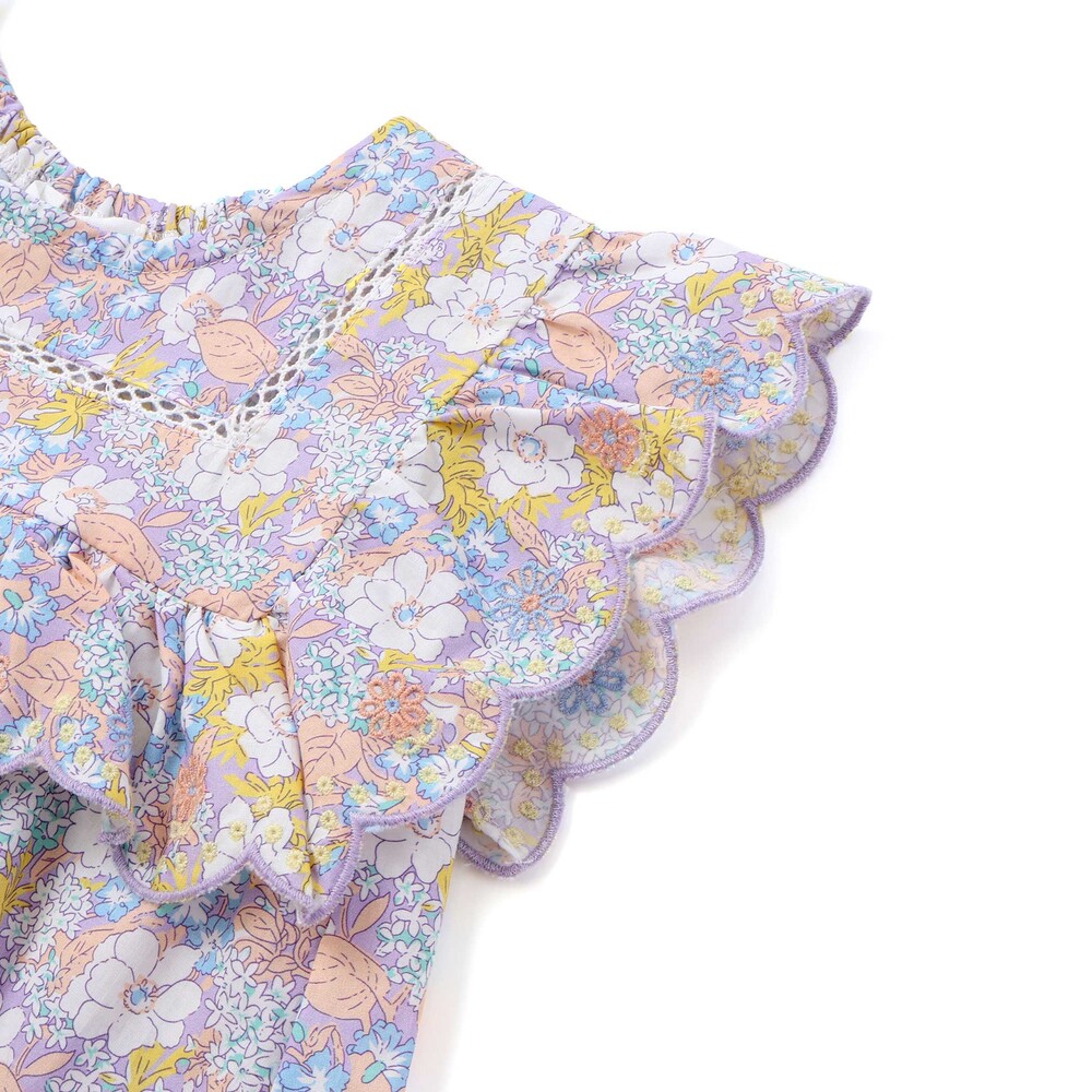 花柄肩フリルチュニック(80~130cm) ピンク系 80cm