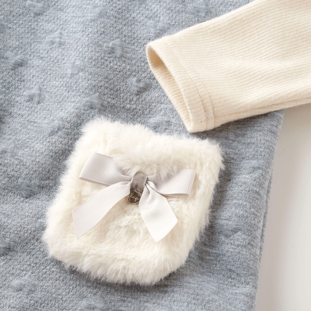 ファーポケット付きハートキルト柄トップス(80~140cm) グレー 80cm