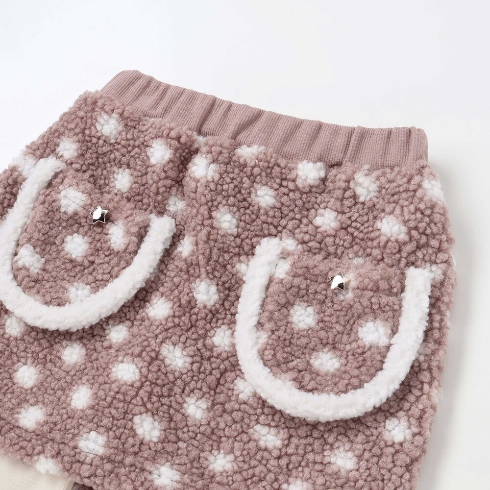 【お揃い】もこもこキラキラボアスカッツ(80~130cm) オフホワイト 80cm