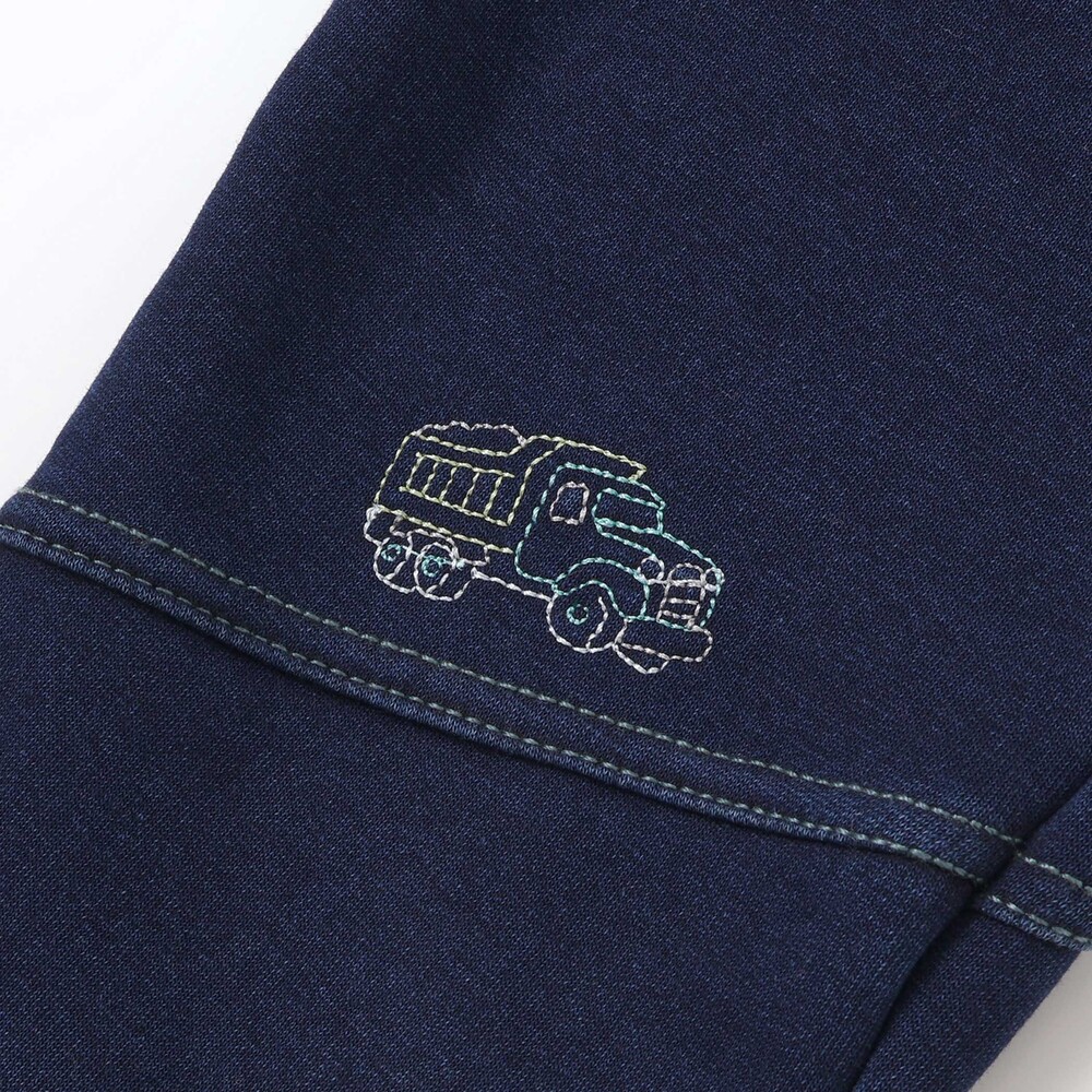 グングンのぼるよはたらくくるま刺しゅうロングパンツ(80~130cm) ブルー 80cm