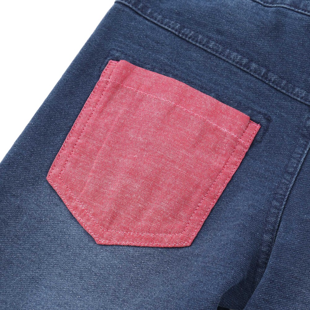 恐竜くるまキーチェーン刺しゅうデニムニットパンツ(80~130cm) ネイビー 80cm