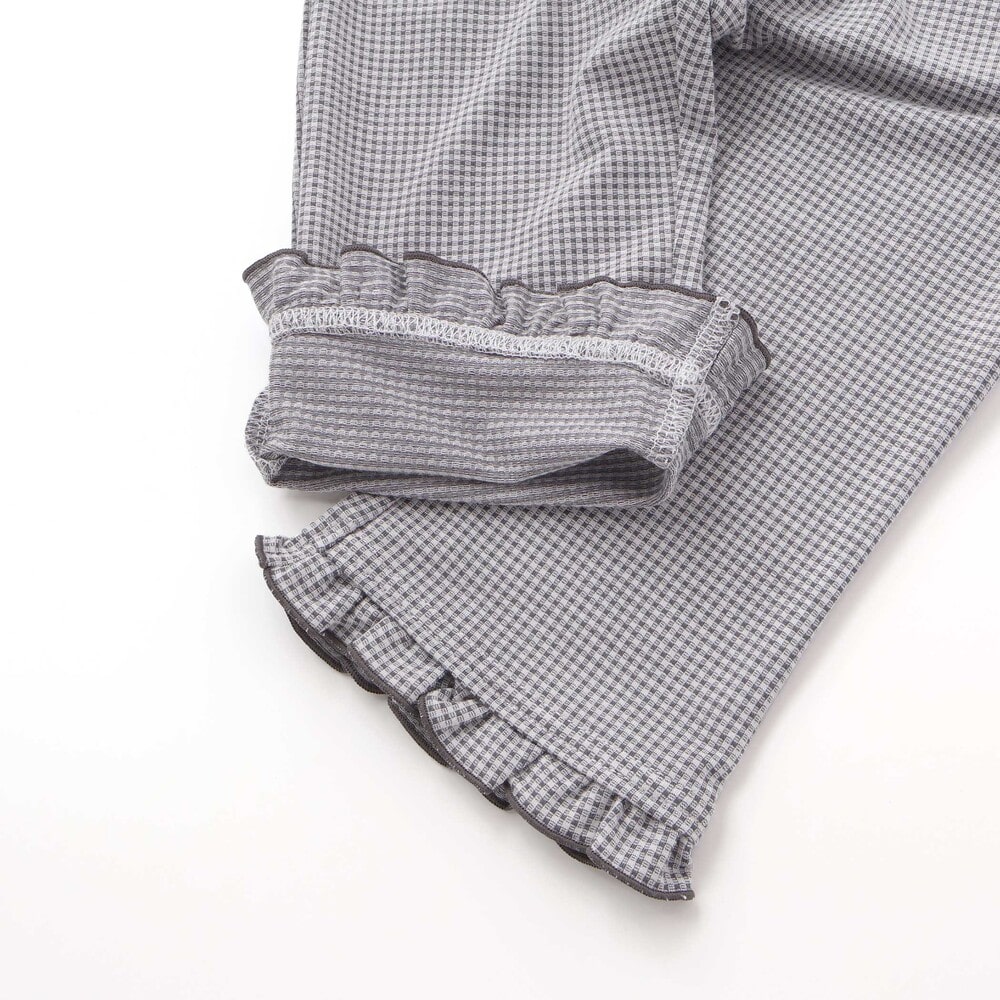 裾フリル7分丈デニムニットチェックレギンス(80~120cm) レッド系 80cm