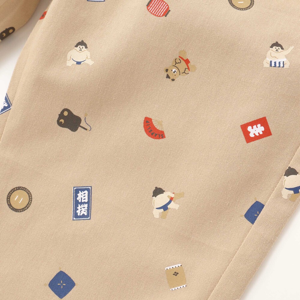 力士総柄7分丈ツイルパンツ(80~130cm) ベージュ系 80cm