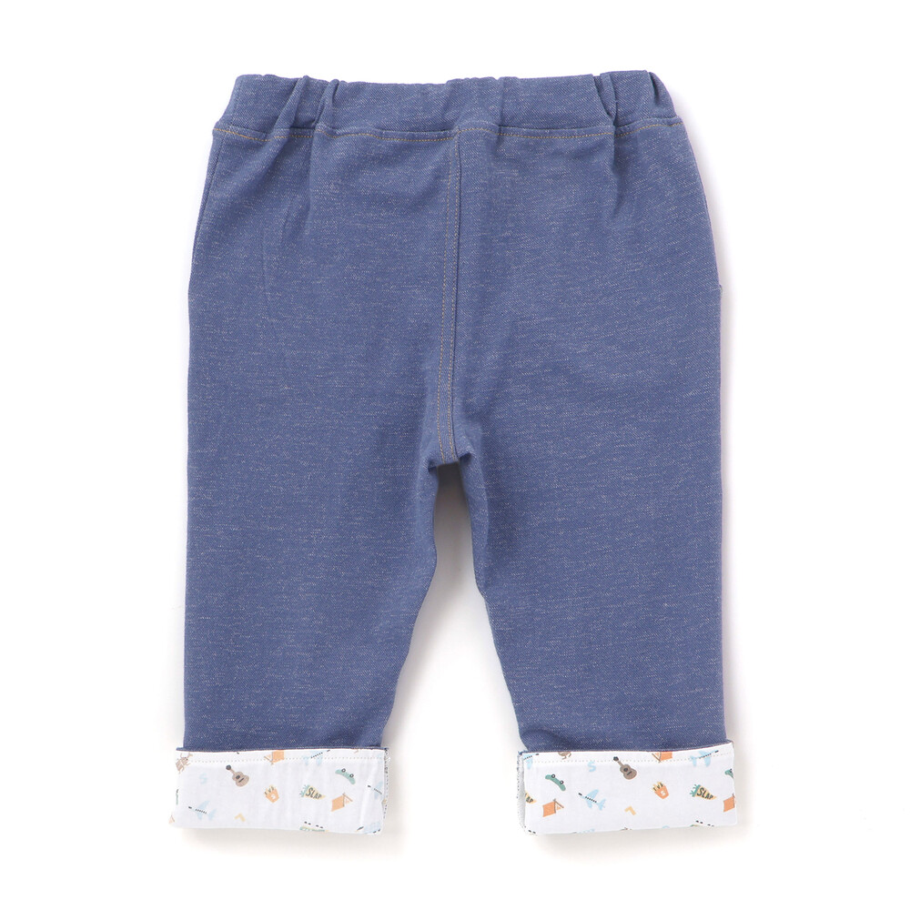 裾折り返し7分丈ツイルパンツ(80~120cm) ブルー 80cm