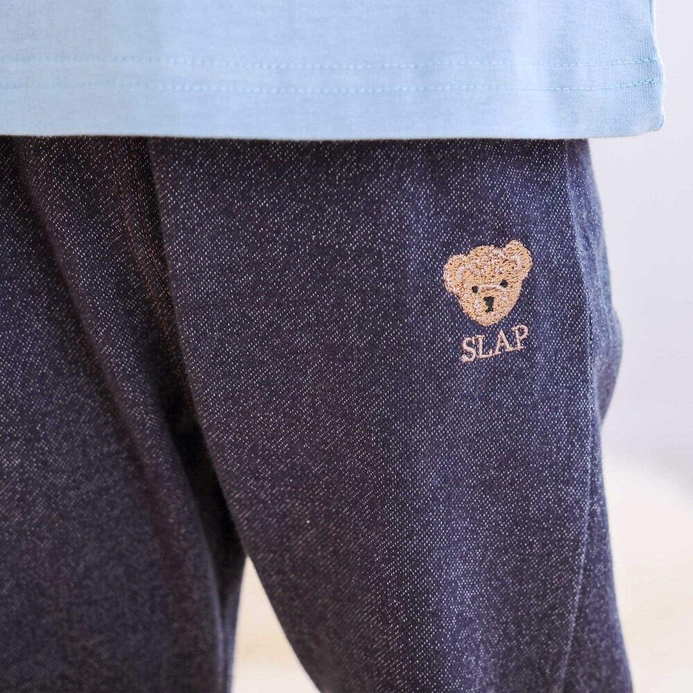 【スララク/防汚加工/9分丈】ゆったり履ける!ガンガン頑丈ストロングパンツ(80~130cm) ベージュ×はたらくくるま総柄 80cm