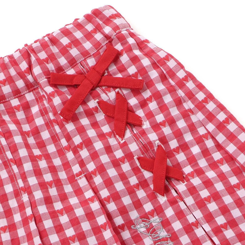 【お揃い】チェックプリーツスカパン(90~130cm) レッド系 90cm