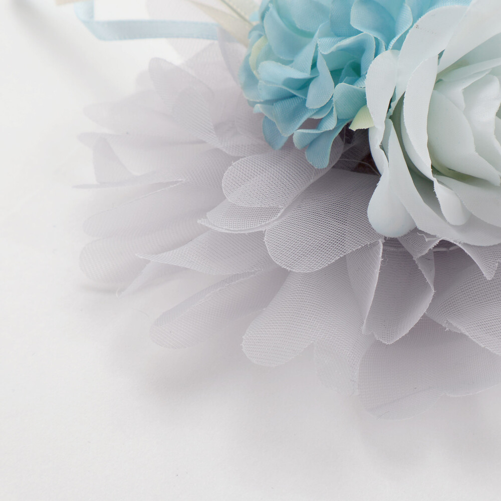 フラワーチュールリボンコサージュ ブルー ワンサイズ