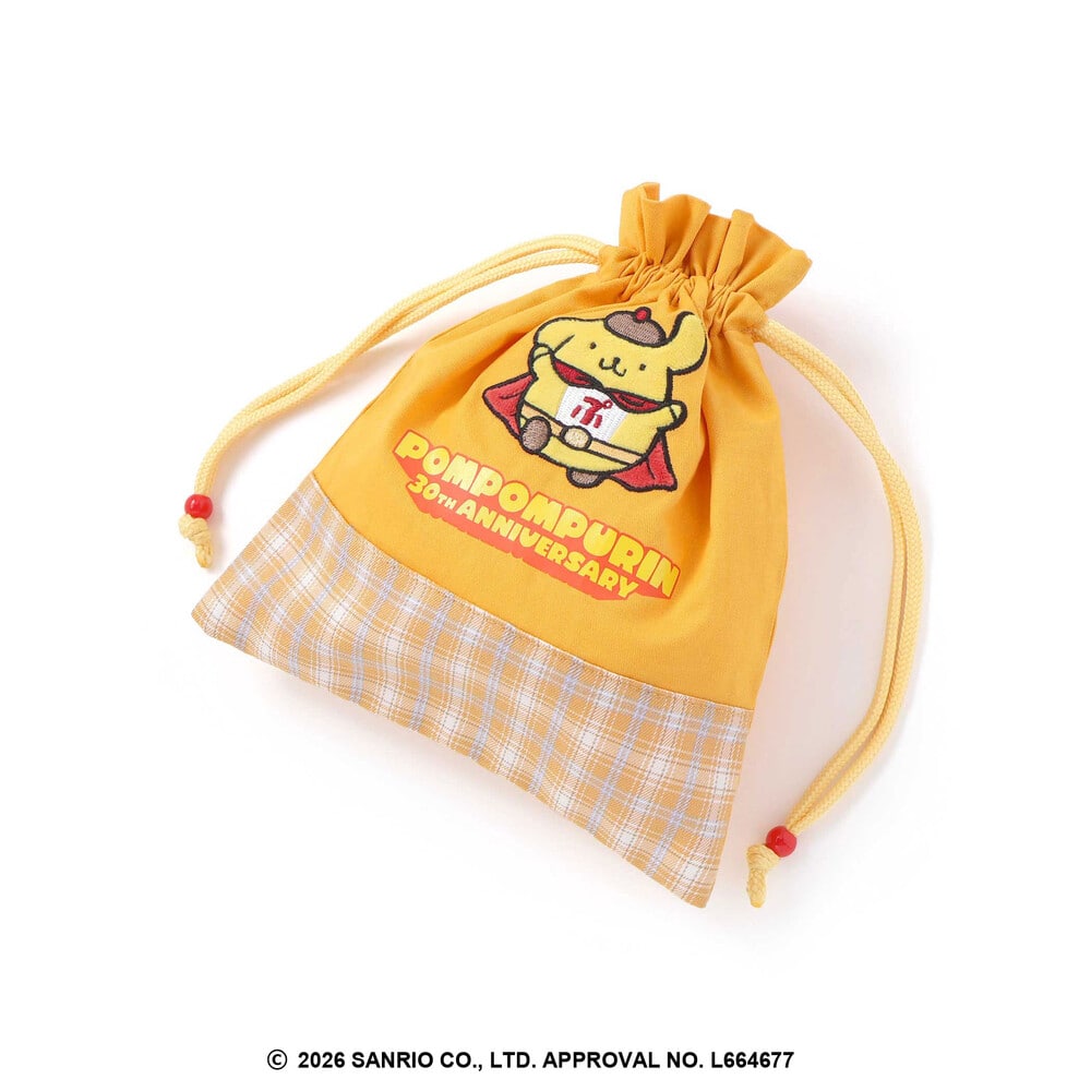 【シナモロール/ポムポムプリン×SLAPSLIP】フロントプリントフリルチェック巾着 ブルー ワンサイズ