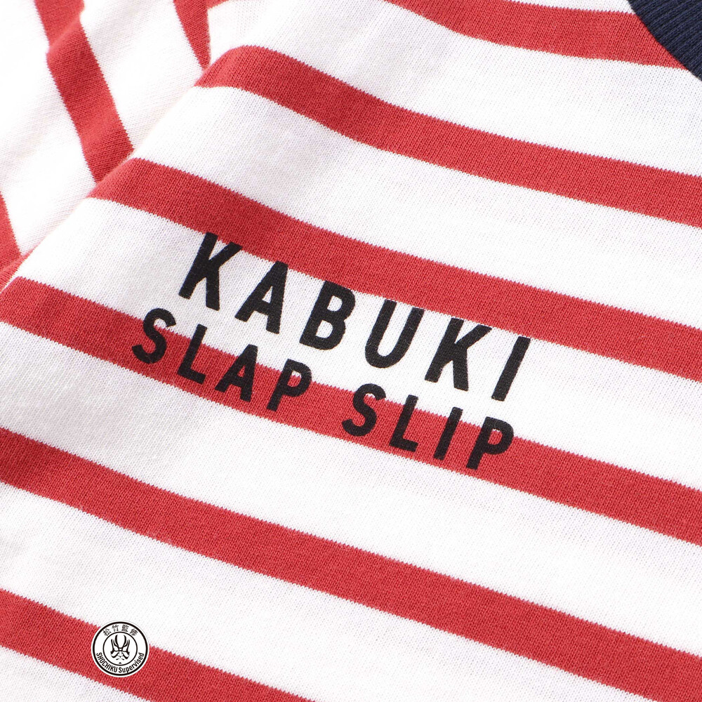 【歌舞伎コラボ】ネコ歌舞伎切り替え7分丈天竺Tシャツ(80~130cm) グリーン 80cm