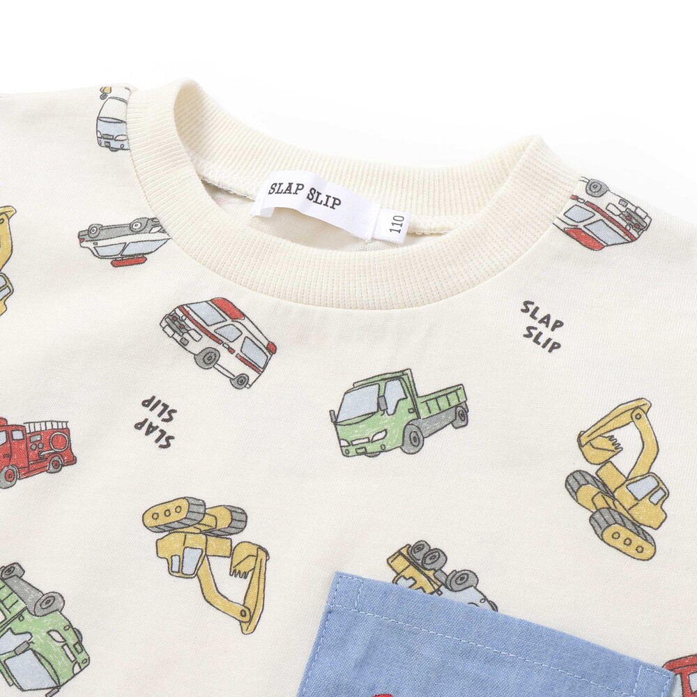 総柄プリント胸ポケット刺しゅう半袖Tシャツ(80~130cm) イエロー系 80cm