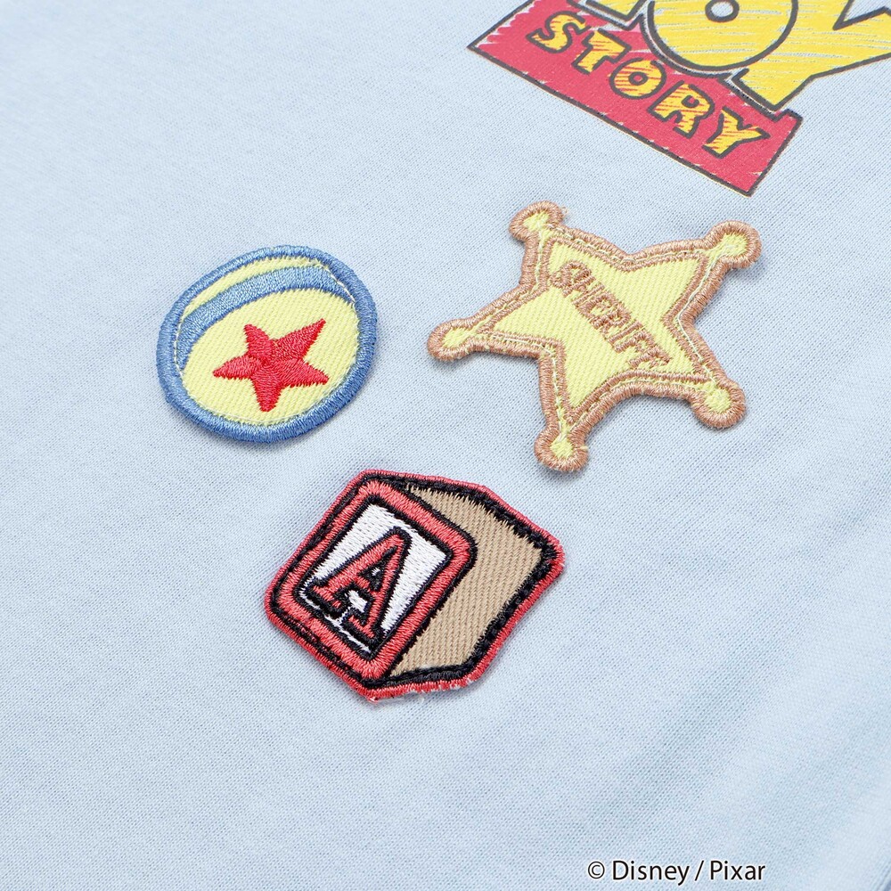 【トイ・ストーリー(Toy Story)コレクション】キャラクターワッペン&バックプリント半袖Tシャツ(80~130cm) ブルー 80cm