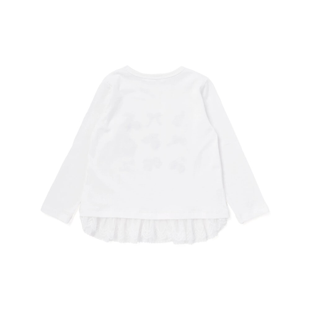 イチゴ刺しゅう裾フリル長袖Tシャツ(80~130cm) ピンク 80cm