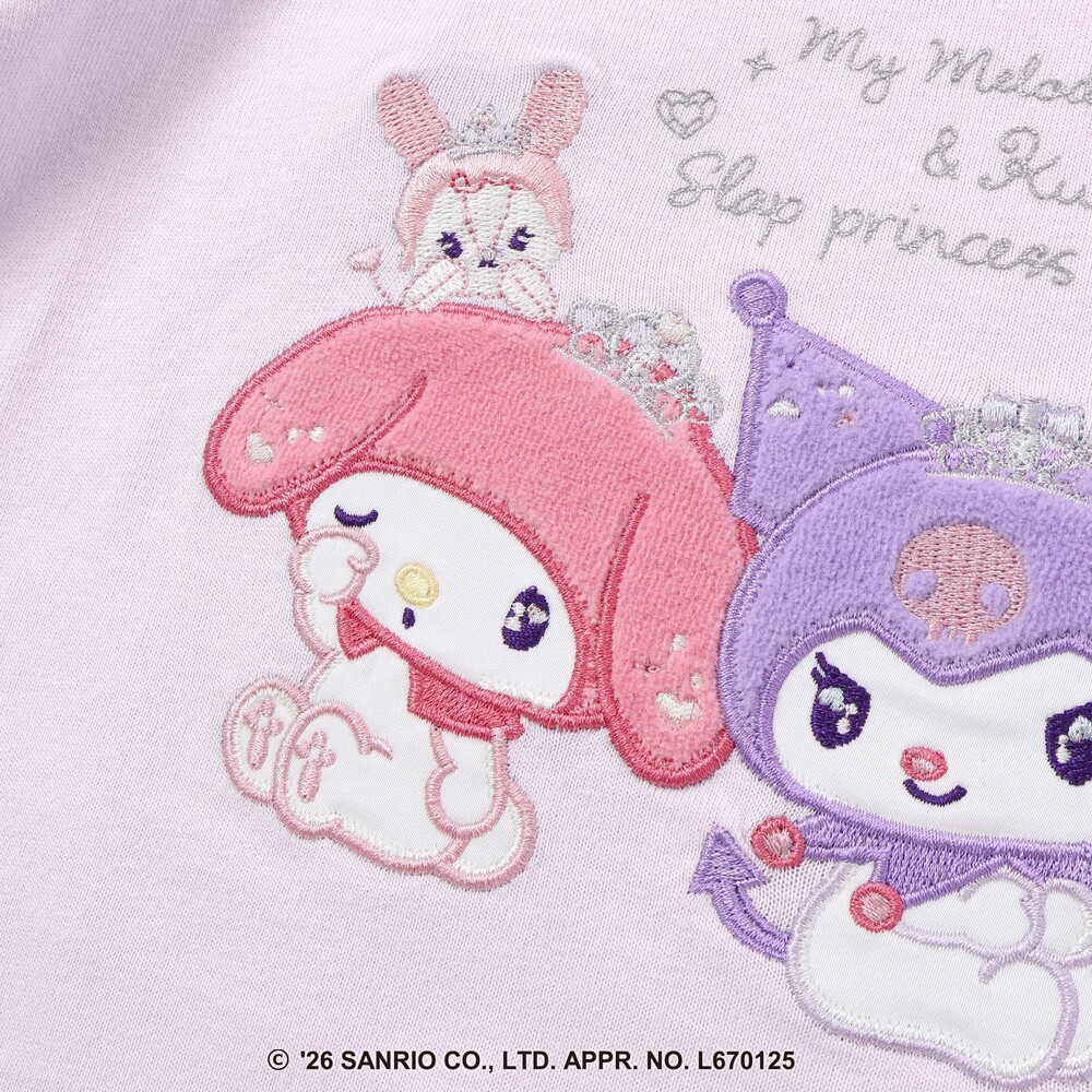 【サンリオキャラクターズxSLAPSLIP】パッチ刺しゅう肩フリル長袖Tシャツ(80~130cm) パープル 80cm
