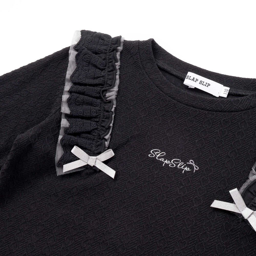 肩フリルハート刺しゅう長袖Tシャツ(80~130cm) ホワイト 80cm