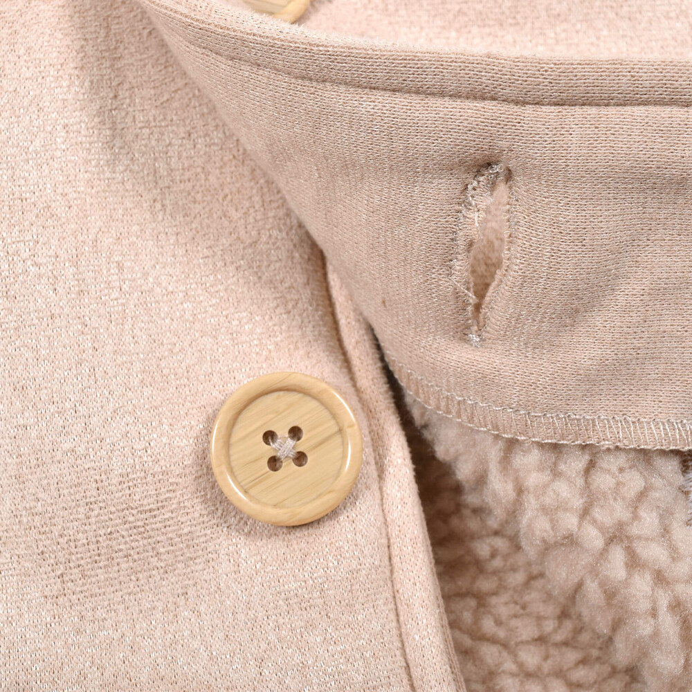 くま 耳 モチーフ お菓子 刺繍 裏ボア マント ベビー (50~90cm) ベージュ ワンサイズ